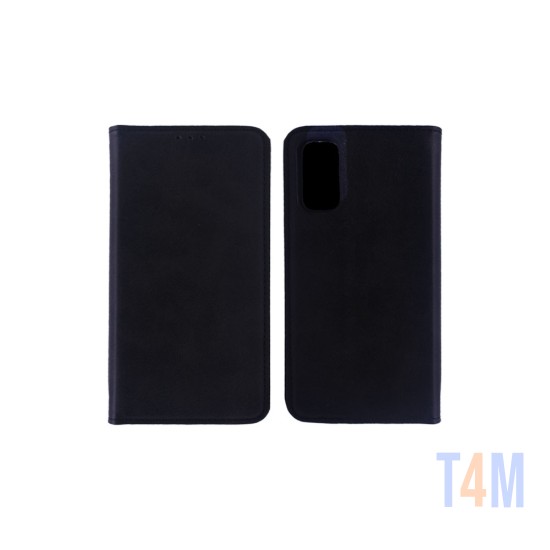 Funda Abatible de Cuero con Bolsillo Interno para Samsung Galaxy S20 Negro